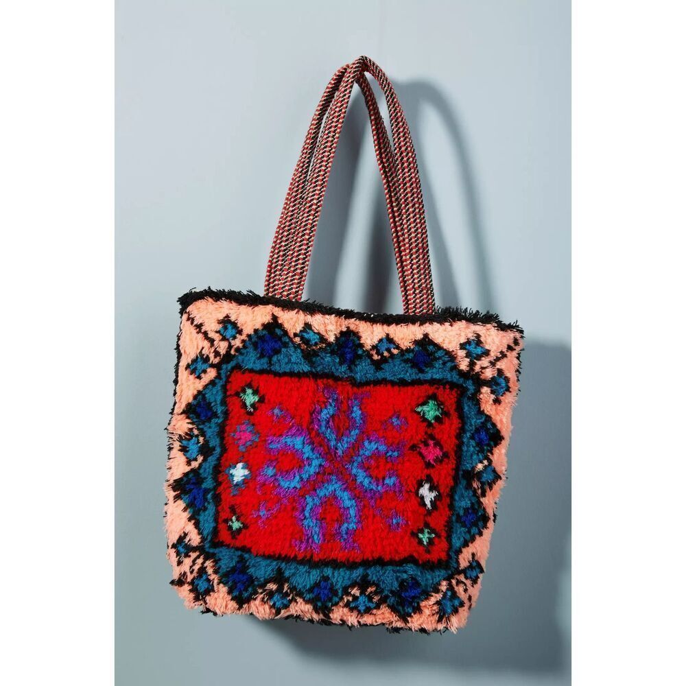 Anthropologie Soukie Modern Market Tote Bag Boho Woven Moroccan NEW
